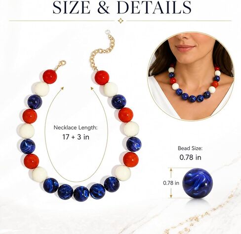 Chunky Beaded Necklace for Women Colorful Large Round Bead Necklace Multicolor Statement Jewelry in Kuwait