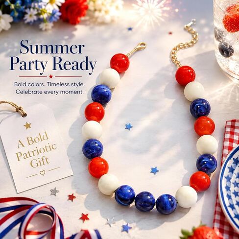 Chunky Beaded Necklace for Women Colorful Large Round Bead Necklace Multicolor Statement Jewelry in Kuwait