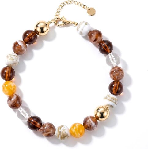 Chunky Beaded Necklace for Women Colorful Large Round Bead Necklace Multicolor Statement Jewelry in Kuwait