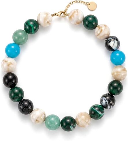 Chunky Beaded Necklace for Women Colorful Large Round Bead Necklace Multicolor Statement Jewelry in Kuwait