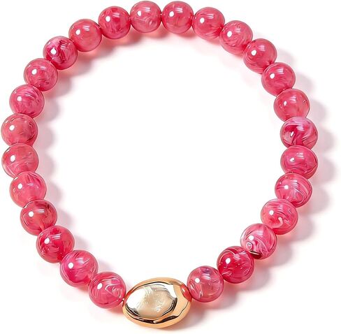Chunky Beaded Necklace for Women Acrylic Resin Big Round White Brown Beaded Necklace Boho Statement Bead Necklaces for Women Trendy Festive Art Daily Outfits in Saudi Arabia