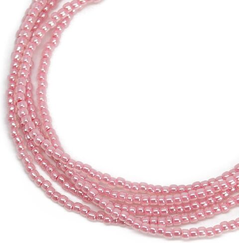 Handmade Impatiens Pink Seed Bead Necklace, Thin 1.5mm Single Strand in Kuwait