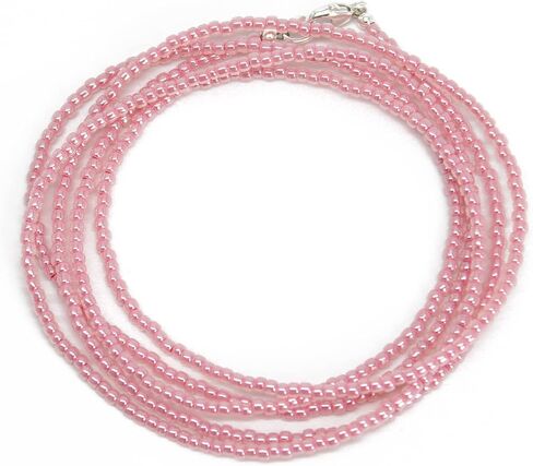 Handmade Impatiens Pink Seed Bead Necklace, Thin 1.5mm Single Strand in Kuwait