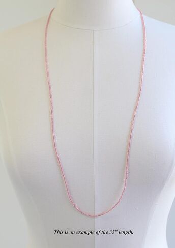 Handmade Impatiens Pink Seed Bead Necklace, Thin 1.5mm Single Strand in Kuwait