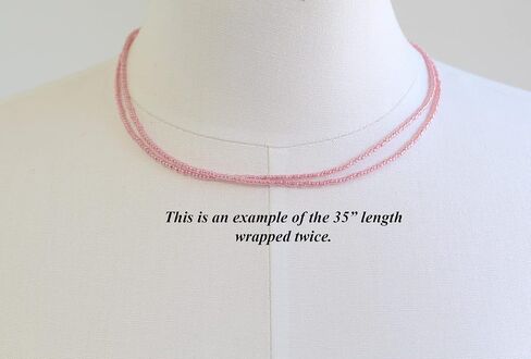Handmade Impatiens Pink Seed Bead Necklace, Thin 1.5mm Single Strand in Kuwait