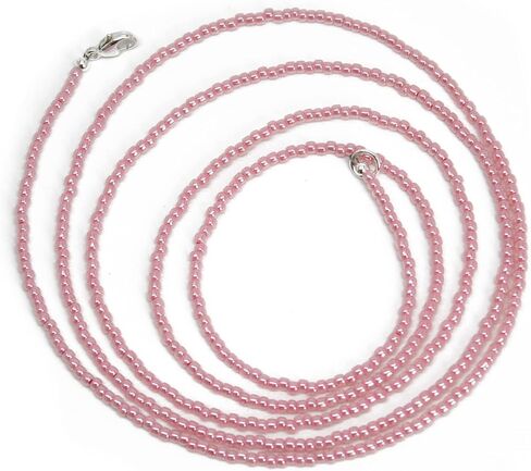 Handmade Impatiens Pink Seed Bead Necklace, Thin 1.5mm Single Strand in Kuwait