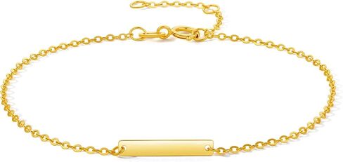 ZHOU LIU FU 18K Solid Gold Bracelet Geometry Bar Charm Link Bracelet Real Pure 750 Gold Jewelry Minimalist Dainty Jewelry Gold Bracelet for Women Friends Lovers Gifts Birthday Anniversary 6.3-7.5" C0713086 in Kuwait