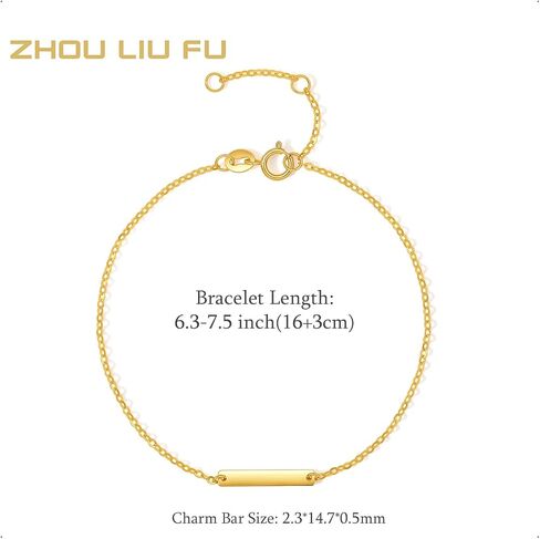 ZHOU LIU FU 18K Solid Gold Bracelet Geometry Bar Charm Link Bracelet Real Pure 750 Gold Jewelry Minimalist Dainty Jewelry Gold Bracelet for Women Friends Lovers Gifts Birthday Anniversary 6.3-7.5" C0713086 in Kuwait