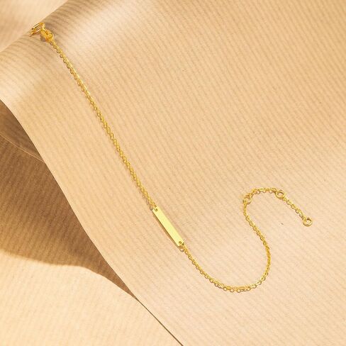 ZHOU LIU FU 18K Solid Gold Bracelet Geometry Bar Charm Link Bracelet Real Pure 750 Gold Jewelry Minimalist Dainty Jewelry Gold Bracelet for Women Friends Lovers Gifts Birthday Anniversary 6.3-7.5" C0713086 in Kuwait
