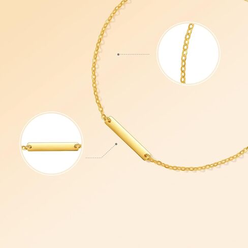 ZHOU LIU FU 18K Solid Gold Bracelet Geometry Bar Charm Link Bracelet Real Pure 750 Gold Jewelry Minimalist Dainty Jewelry Gold Bracelet for Women Friends Lovers Gifts Birthday Anniversary 6.3-7.5" C0713086 in Kuwait