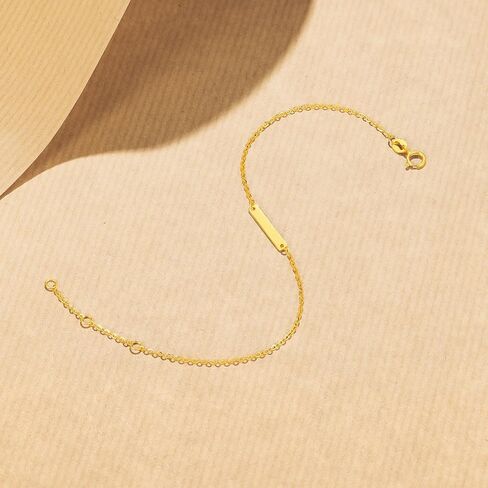 ZHOU LIU FU 18K Solid Gold Bracelet Geometry Bar Charm Link Bracelet Real Pure 750 Gold Jewelry Minimalist Dainty Jewelry Gold Bracelet for Women Friends Lovers Gifts Birthday Anniversary 6.3-7.5" C0713086 in Kuwait