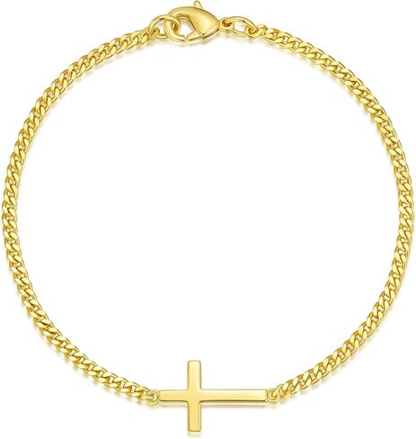 Gold Bracelets for Women 14K Gold Bracelets for Women Cross Bracelet for Womens Minimalist Collision for Fashionable Tension Christian Cuban Link Bracelet for Womens in Saudi Arabia