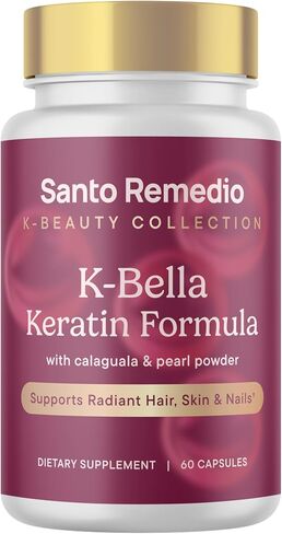Santo Remedio K-Bella Keratin Formula, Dietary Supplement, Supports Radiant Hair, Skin, and Nails, Made with Cynatine® HNS, Calaguala, Horsetail Extract, Pearl Powder, and Biotin, 30 Servings in Saudi Arabia