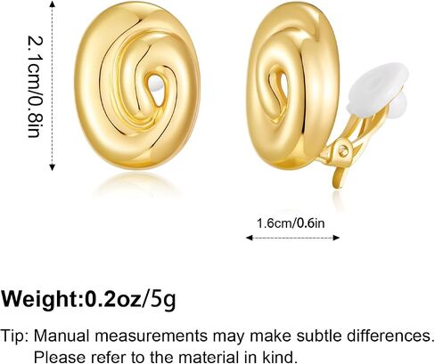 Gold Clip On Earrings for Women 14K Gold Plated Conch Seashell Round Swirl Stud Clip-ons No Pirecing Statement Ear Clips Holiday Beach Jewelry in Kuwait