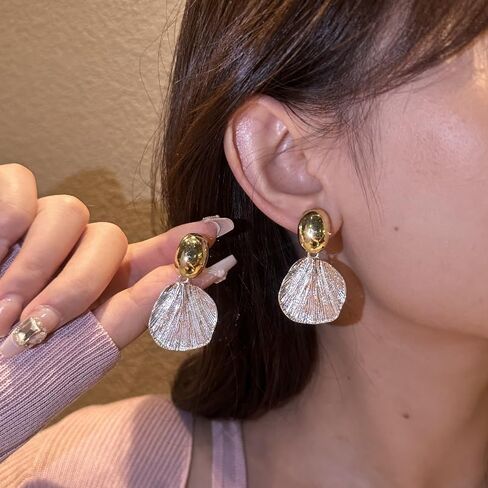 Women's Golden Siver Ear Clips Clip On Earrings Dangle Earrings in Saudi Arabia