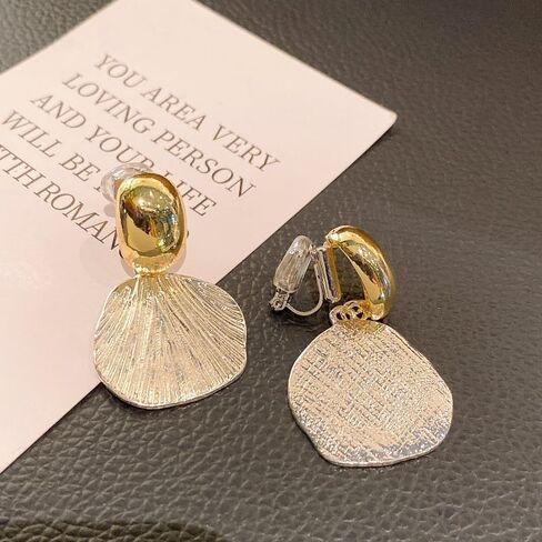 Women's Golden Siver Ear Clips Clip On Earrings Dangle Earrings in Saudi Arabia