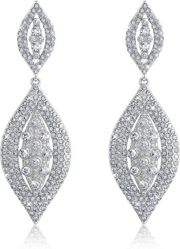 THUNARAZ Clip on Earrings for Women Glitter Rhinestone Crystal Wedding Bridal Earring Non Piercing Dangle Earrings Fashion Jewelry in Kuwait