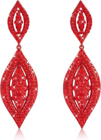 THUNARAZ Clip on Earrings for Women Glitter Rhinestone Crystal Wedding Bridal Earring Non Piercing Dangle Earrings Fashion Jewelry in Kuwait