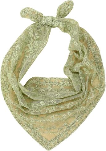 SweatyRocks Women's Floral Embroidery Lace Triangle Hair Scarf Headband Sheer Hair Bandana in Kuwait