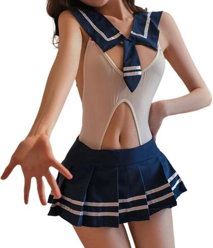Japanese Schoolgirl Lingerie Cosplay Role Play Outfit Cute Anime Swimsuit Bodysuit Sailor Suit Dress Apparel in Kuwait