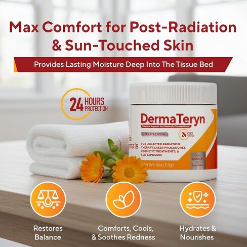 Marie Originals DermaTeryn Sunburn & Post Radiation Cream | Natural Moisture Barrier for Dry, Irritated or Sensitive Skin | Zinc Oxide + Lanolin | Petroleum-Free, Fragrance-Free | 4 oz in Saudi Arabia
