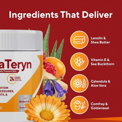 Marie Originals DermaTeryn Sunburn & Post Radiation Cream | Natural Moisture Barrier for Dry, Irritated or Sensitive Skin | Zinc Oxide + Lanolin | Petroleum-Free, Fragrance-Free | 4 oz in Saudi Arabia
