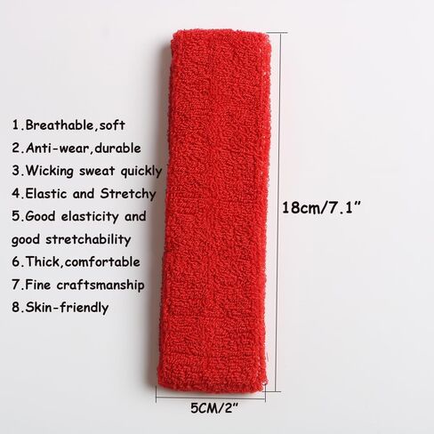 12PCS Cotton Sweatbands Sports Headband for Men Women Moisture Wicking Athletic Terry Cloth Sweatband for Running Gym Working Out in Saudi Arabia