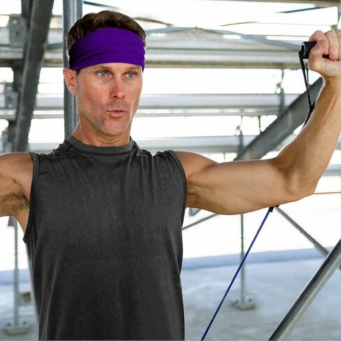 Men's Cotton Headbands Sweatbands 5" Wide Yoga Sports Fitness Comfortable Breathable Made in USA in Kuwait