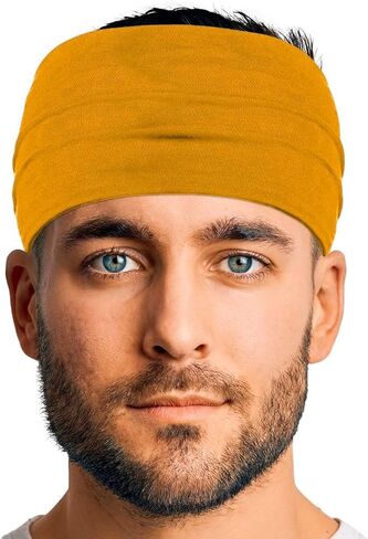 Men's Cotton Headbands Sweatbands 5" Wide Yoga Sports Fitness Comfortable Breathable Made in USA in Kuwait