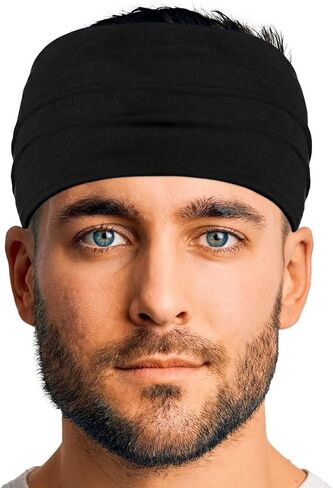 Men's Cotton Headbands Sweatbands 5" Wide Yoga Sports Fitness Comfortable Breathable Made in USA in Kuwait