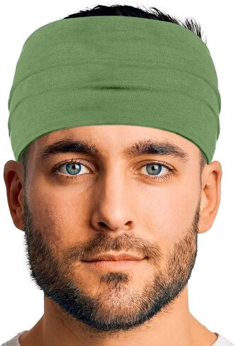 Men's Cotton Headbands Sweatbands 5" Wide Yoga Sports Fitness Comfortable Breathable Made in USA in Kuwait