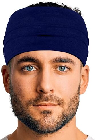 Men's Cotton Headbands Sweatbands 5" Wide Yoga Sports Fitness Comfortable Breathable Made in USA in Kuwait