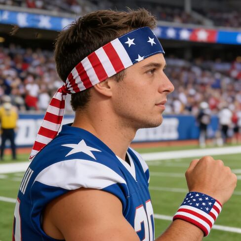 Independence Day 250th，Tie Headband Red White and Blue Hair Accessories，USA Patriots American Flag Sports Bandana，for Exercise, Running, Football in Saudi Arabia