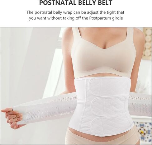 TEHAUX Postpartum Belly Band Pure Cotton Waist Girdle M Size for Postnatal Slimming Waist Trainer Wrap White in Saudi Arabia