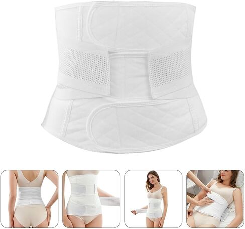 TEHAUX Postpartum Belly Band Pure Cotton Waist Girdle M Size for Postnatal Slimming Waist Trainer Wrap White in Saudi Arabia
