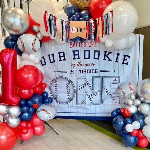 Baseball One Highchair Banner - Boy's 1st Birthday Decorations, Cake Smash Outfit, Hanging Baseball Garland Photo Backdrop Props in Saudi Arabia