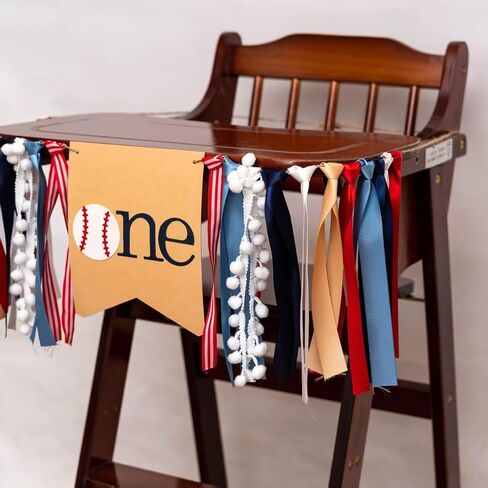 Baseball One Highchair Banner - Boy's 1st Birthday Decorations, Cake Smash Outfit, Hanging Baseball Garland Photo Backdrop Props in Saudi Arabia