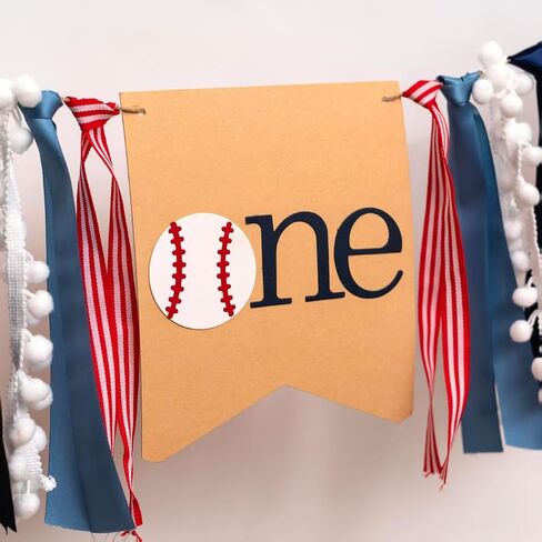 Baseball One Highchair Banner - Boy's 1st Birthday Decorations, Cake Smash Outfit, Hanging Baseball Garland Photo Backdrop Props in Saudi Arabia