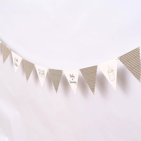 Gostman Baby is Brewing Banner - Cafe Bebe Theme Triangle Pennant Banner, Baby Shower Party Decoration Bunting Flag Garland, Coffee Theme Party Decor (Brewing Pennant) in Saudi Arabia