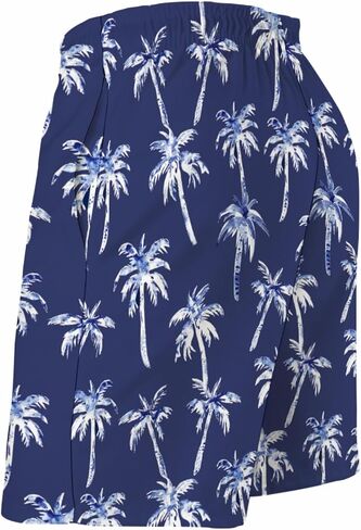 Tropical Hawaiian Coco Trees Men's Swim Trunks Retro Palm Trees Summer Beach Board Shorts Swimwear with Pockets in Saudi Arabia