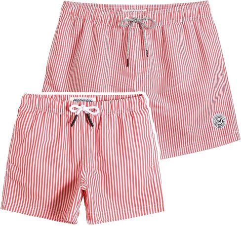 maamgic Dad and Son Matching Swim Trunks Quick Dry Father and Son Gifts Board Shorts with Mesh Lining Swim Suits Swimming Trunks (Size Large & Size 5-6 Years) in Kuwait