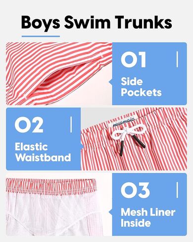 maamgic Dad and Son Matching Swim Trunks Quick Dry Father and Son Gifts Board Shorts with Mesh Lining Swim Suits Swimming Trunks (Size Large & Size 5-6 Years) in Kuwait