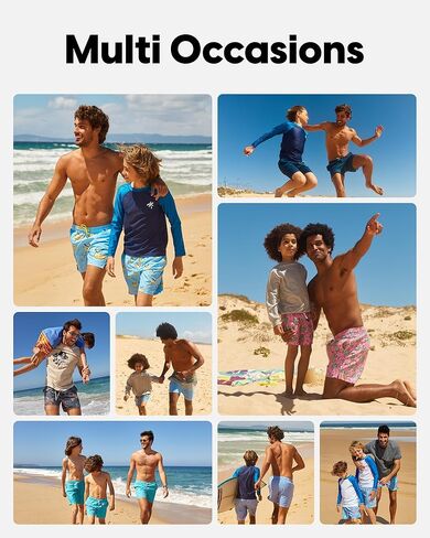 maamgic Dad and Son Matching Swim Trunks Quick Dry Father and Son Gifts Board Shorts with Mesh Lining Swim Suits Swimming Trunks (Size Large & Size 5-6 Years) in Kuwait