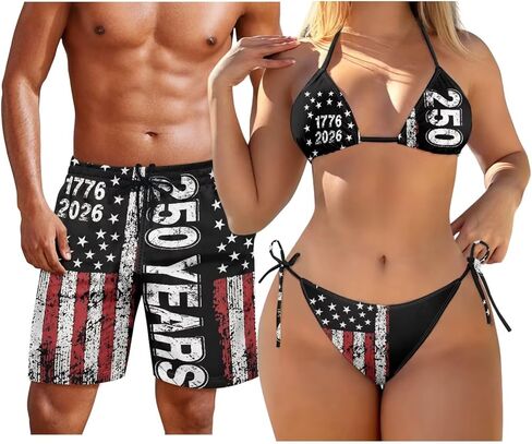 الأزواج ملابس السباحة مطابقة مجموعة 2 قطعة بيكيني مجموعات المرأة أو السراويل الرجالية Boardshorts الرسن مثلث ثوب السباحة in Kuwait