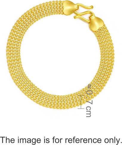 CHOW SANG SANG 999.9 24K Gold Machinery Chain السعر حسب الوزن 11.97 جرام ذهب 7 ملم شبكة ربط سلسلة سوار للنساء 89873B | 7 بوصات، (18 سم) in Kuwait