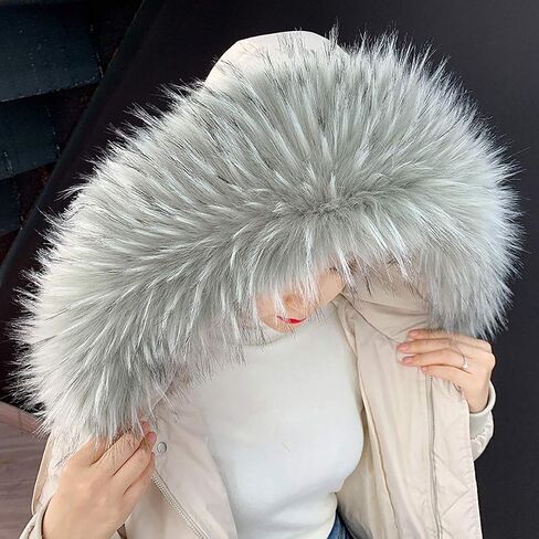 ECYC Ltd Faux Fur Trim for Hood Replacement, Detachable Fluffy Faux Fur Collar Hood Trim Warm Scarf Scarves Wrap Stole Shawl Neck Warmer for Winter Coat Sweater Jacket Hood Unisex in Saudi Arabia