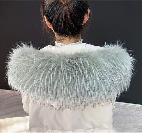 ECYC Ltd Faux Fur Trim for Hood Replacement, Detachable Fluffy Faux Fur Collar Hood Trim Warm Scarf Scarves Wrap Stole Shawl Neck Warmer for Winter Coat Sweater Jacket Hood Unisex in Saudi Arabia