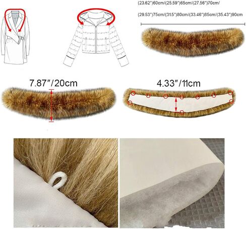 ECYC Ltd Faux Fur Trim for Hood Replacement, Detachable Fluffy Faux Fur Collar Hood Trim Warm Scarf Scarves Wrap Stole Shawl Neck Warmer for Winter Coat Sweater Jacket Hood Unisex in Saudi Arabia