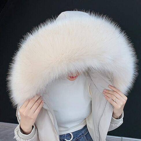 ECYC Ltd Faux Fur Trim for Hood Replacement, Detachable Fluffy Faux Fur Collar Hood Trim Warm Scarf Scarves Wrap Stole Shawl Neck Warmer for Winter Coat Sweater Jacket Hood Unisex in Saudi Arabia