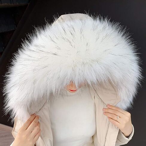 ECYC Ltd Faux Fur Trim for Hood Replacement, Detachable Fluffy Faux Fur Collar Hood Trim Warm Scarf Scarves Wrap Stole Shawl Neck Warmer for Winter Coat Sweater Jacket Hood Unisex in Saudi Arabia